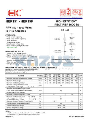 HER157 datasheet - HIGH EFFICIENT