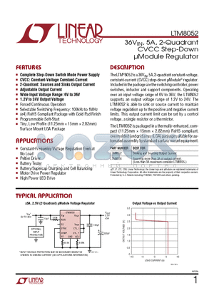 LTM8026 datasheet - 36VIN, 5A, 2-Quadrant CVCC Step-Down