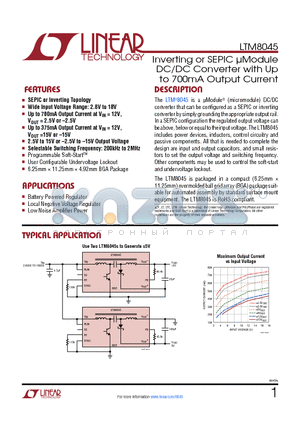 LTM8026 datasheet - Inverting or SEPIC lModule DC/DC Converter with up to 700mA Output Current