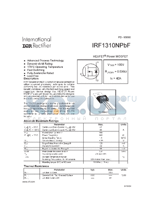 IRF1310NPBF datasheet - HEXFET POWER MOSFET