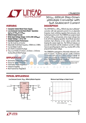 LTM8048 datasheet - 36VIN, 600mA Step-Down lModule Converter