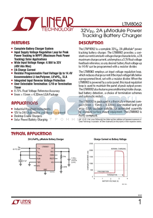 LTM8062EVPBF datasheet - 32VIN, 2A lModule Power Tracking Battery Charger
