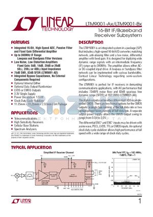 LTM9001CV-AAPBF datasheet - 16-Bit IF/Baseband Receiver Subsystem