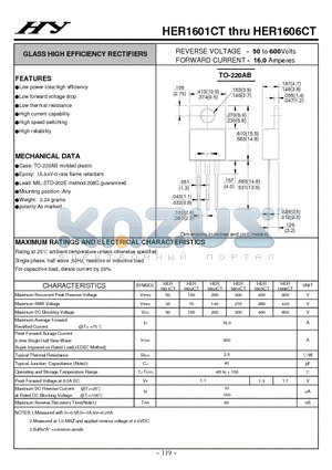 HER1601CT datasheet - GLASS HIGH EFFICIENCY RECTIFIERS