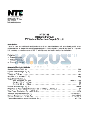 NTE1788 datasheet - Integrated Circuit TV Vertical Deflection Output Circuit
