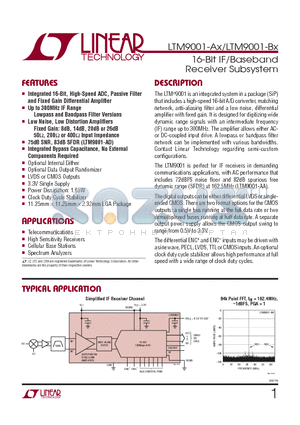 LTM9001IV-BAPBF datasheet - 16-Bit IF/Baseband Receiver Subsystem