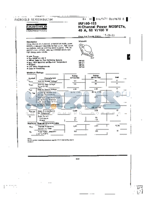 IRF153 datasheet - N-Channel Power MOSFETs, 40 A, 60 V/100 V