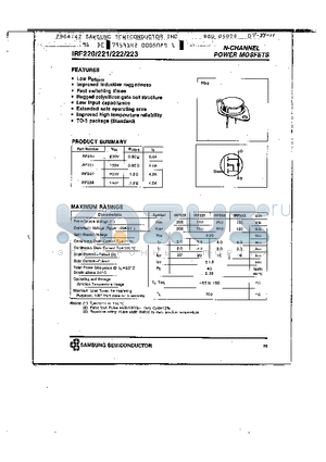 IRF223 datasheet - N-CHANNEL POWER MOSFETS