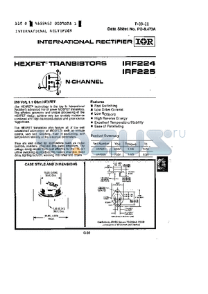 IRF224 datasheet - HEXFET TRANSISTORS