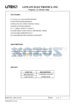 LTP-1157AE datasheet - Property of Lite-On Only