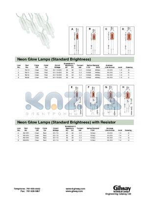 N513R1 datasheet - Neon Glow Lamps (Standard Brightness)