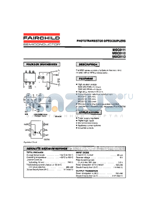 MOC8111 datasheet - PHOTOTRANSISTOR OPTOCOUPLERS