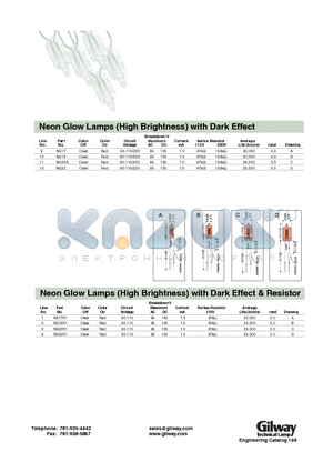 N519 datasheet - Neon Glow Lamps (High Brightness) with Dark Effect