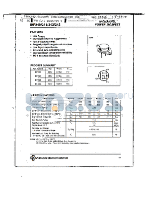 IRF242 datasheet - N-CHANNEL POWER MOSFET