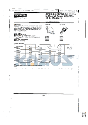 IRF242 datasheet - N-Channel Power MOSFETs, 18A, 150-200V