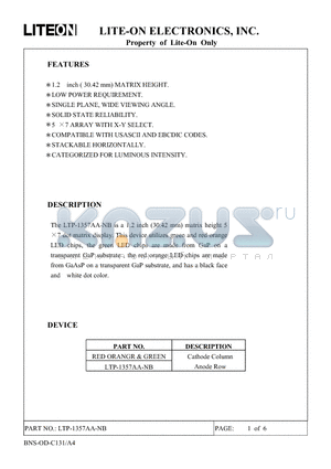 LTP-1357AA-NB datasheet - Property of Lite-On Only