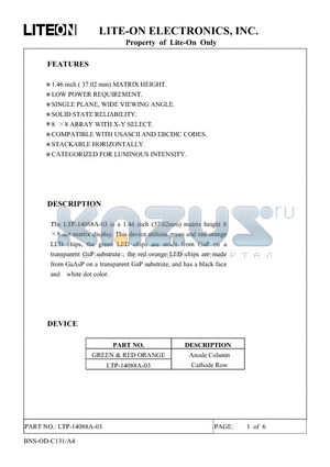 LTP-14088A-03 datasheet - Property of Lite-On Only