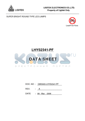 LHYS2341-PF datasheet - SUPER BRIGHT ROUND TYPE LED LAMPS