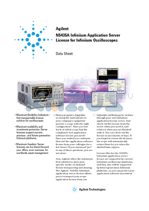 N5435A datasheet - Infiniium Application Server License for Infiniium Oscilloscopes