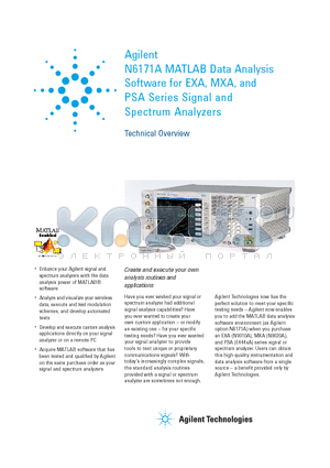 N6171A datasheet - MATLAB Data Analysis