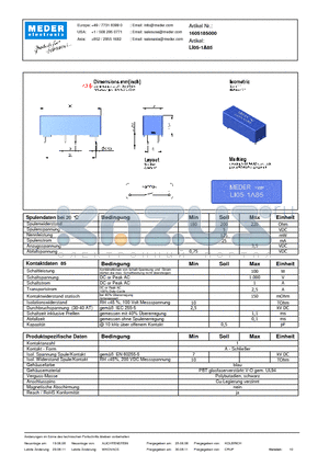 LI05-1A85_DE datasheet - (deutsch) LI Reed Relay