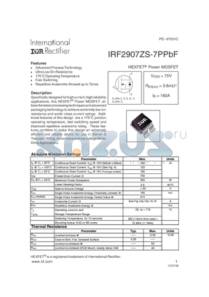 IRF2907ZS-7PPBF_06 datasheet - HEXFET^ Power MOSFET