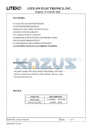 LTP-2157AE-RC datasheet - Property of Lite-On Only