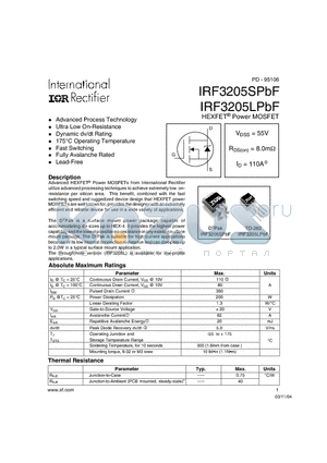 IRF320LSPBF datasheet - HEXFET^ Power MOSFET