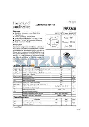 IRF3305 datasheet - AUTOMOTIVE MOSFET
