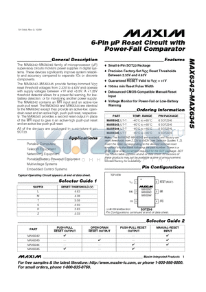 MAX6343_UT-T datasheet - 6-Pin lP Reset Circuit with Power-Fail Comparator