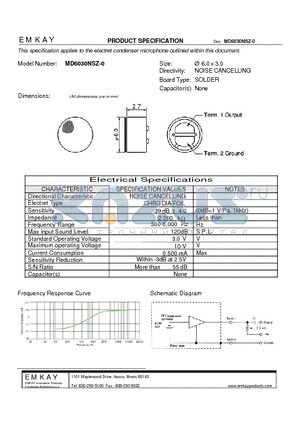 MD6030NSZ-0 datasheet - electret condenser microphone outlined