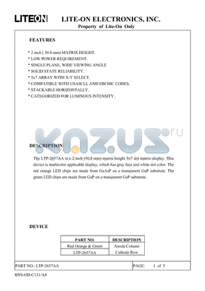 LTP-2657AA datasheet - Property of Lite-On Only