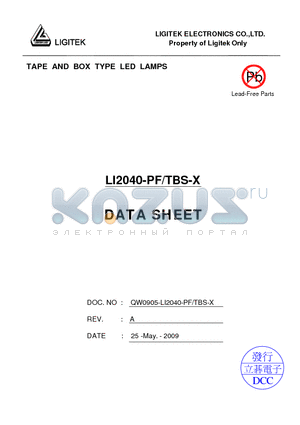 LI2040-PF-TBS-X datasheet - TAPE AND BOX TYPE LED LAMPS