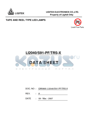 LI2040-S91-PF-TRS-X datasheet - TAPE AND REEL TYPE LED LAMPS