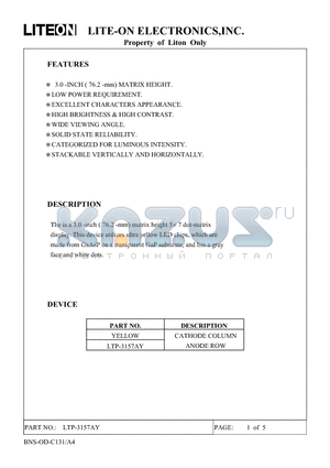 LTP-3157AY datasheet - Property of Lite-On Only