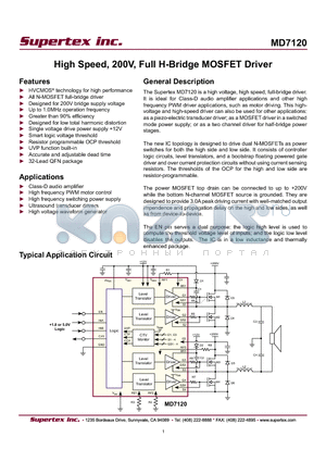 MD7120K6-G datasheet - High Speed, 200V, Full H-Bridge MOSFET Driver