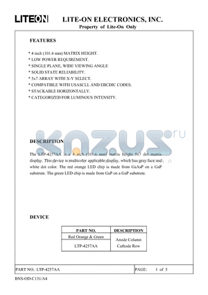 LTP-4257AA datasheet - Property of Lite-On Only