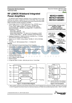 MD7IC21100NR1 datasheet - RF LDMOS Wideband Integrated Power Amplifiers