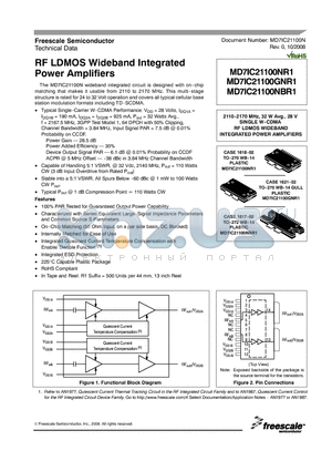MD7IC21100NBR1 datasheet - RF LDMOS Wideband Integrated Power Amplifiers