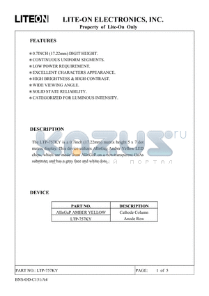 LTP-757KY datasheet - Property of Lite-On Only