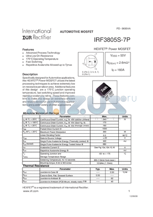 IRF3805S-7P datasheet - AUTOMOTIVE MOSFET
