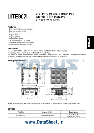 LTP254FFM-02 datasheet - 3 Phi 16x16 Multicolor Dot Matrix LED Displays