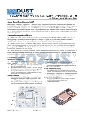 LTP5900 datasheet - 2.4 GHz 802.15.4 Wireless Mote