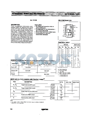 N74122N datasheet - RETRIGGERABLE MONOSTABLE MULTIVIBRATOR