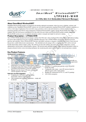 LTP5903-WHR datasheet - 2.4 GHz 802.15.4 Embedded Network Manager