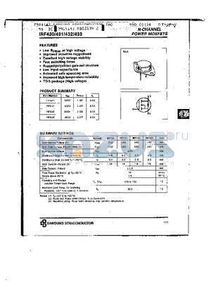 IRF432 datasheet - N-CHANNEL POWER MOSFETS