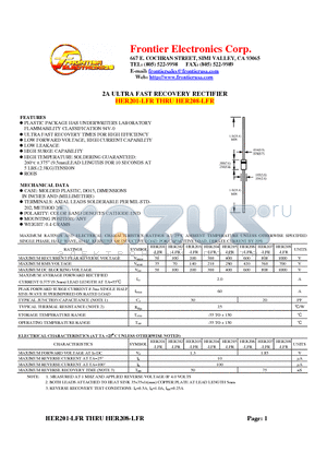 HER203-LFR datasheet - 2A ULTRA FAST RECOVERY RECTIFIER