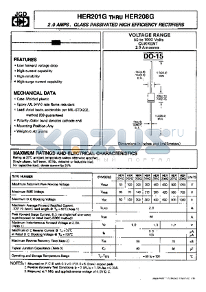 HER203G datasheet - 2.0 AMPS. GLASS PASSIVATED HIGH EFFICIENCY RECTIFIERS