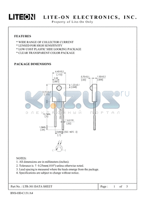 LTR-301 datasheet - WIDE RANGE OF COLLECTOR CURRENT