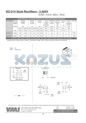 MD90FF25J datasheet - DO-214 Style Rectifiers - 2,500V